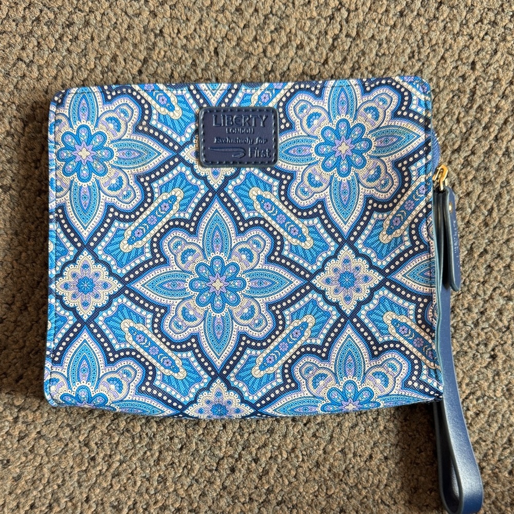 Liberty Blue and White Patterned Wristlet